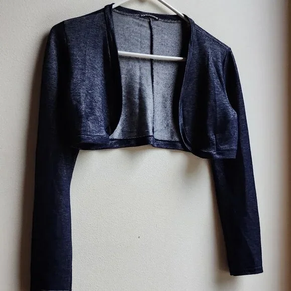 Dolce & Gabbana Navy Velure Cropped Shrug - Picture 2 of 14